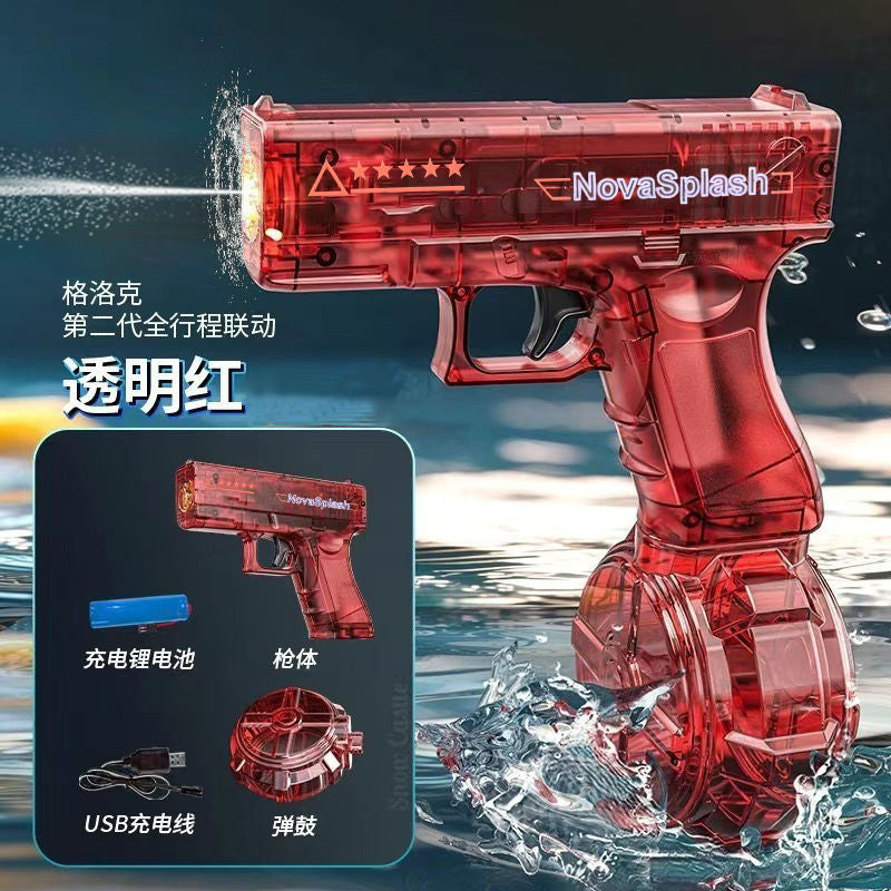 Firelight Ice Rat Flashing Electric Water Gun Children's Toy Water Spray Continuous High-Pressure Powerful Long-Range New Linkage Water Gun