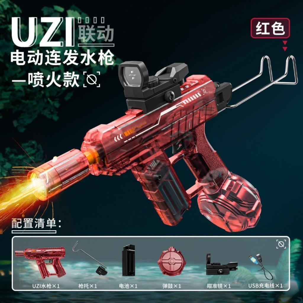 Firelight Ice Rat Flashing Electric Water Gun Children's Toy Water Spray Continuous High-Pressure Powerful Long-Range New Linkage Water Gun