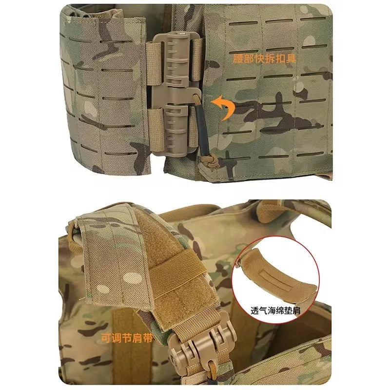New combat vest 6094 quick detachable light laser cut tactical vest black gear to carry Protective plate