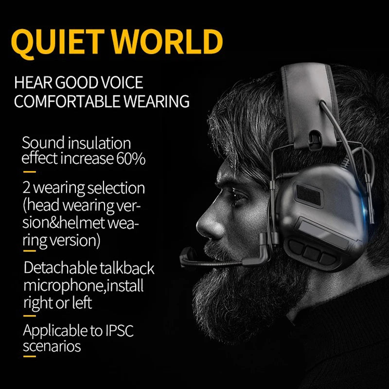 Tactical Militar Headset Without Sound Pickup Noise Reduction Version Head Wearing Hunting Airsoft Shooting Earphone