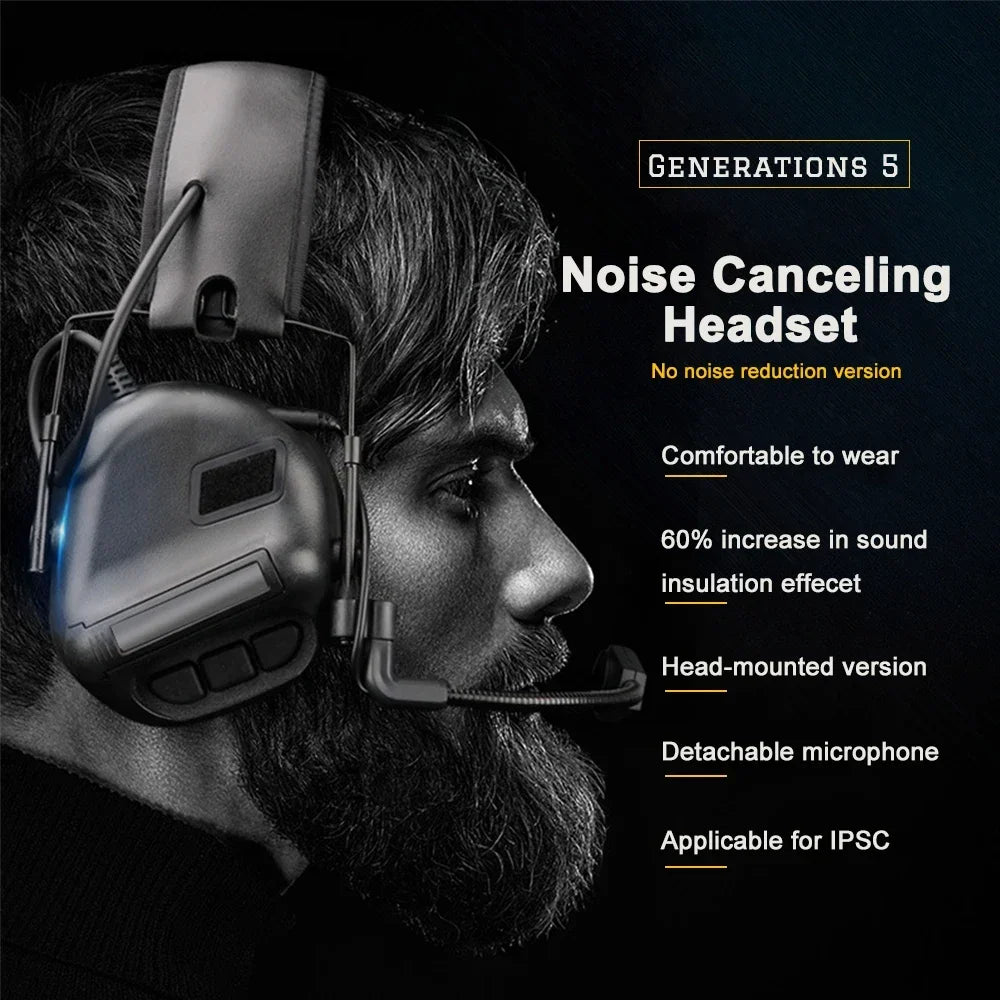 Tactical Earphone Headset Without Sound Pickup Noise Reduction Version Militar Head Wearing Hunting Airsoft Shooting