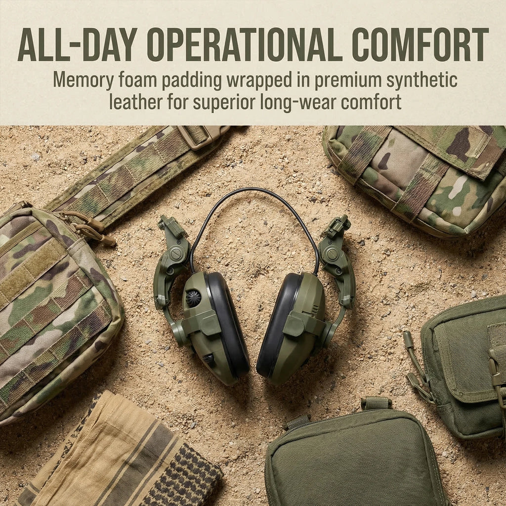 Tactical Helmet Mounted Headphones Active Noise Canceling Electronic Hearing Protection for Shooting Hunting