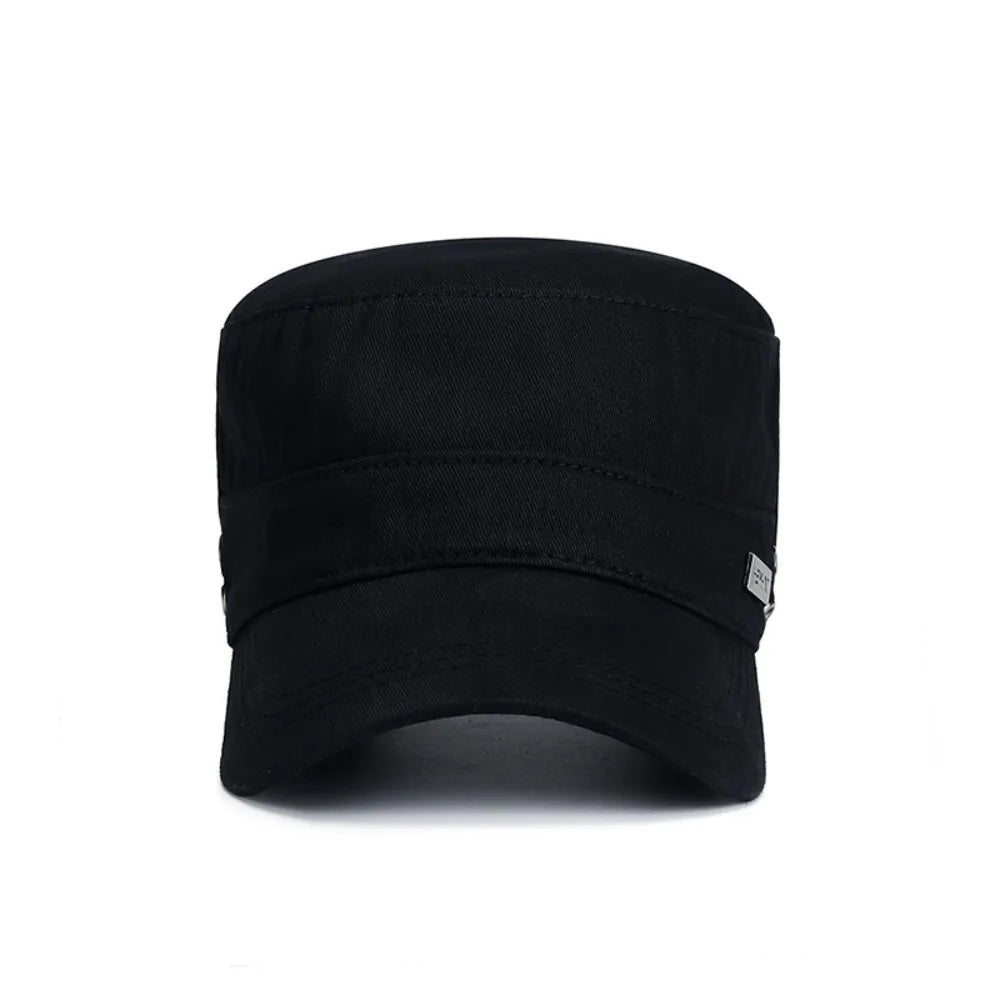 Casual Simple Flat Top Hat Solid Fishing Cap Cadet Hat Men Casquette Elderly Hat Sunshade Hat Unisex Four Seasons