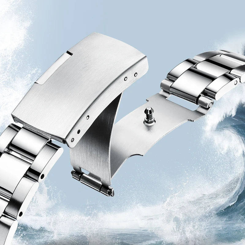 Mark Fairwhale 5140 Fashion Men's Business Steel Strap Wristwatch, Waterproof Calendar Casual Quartz Watch Waterproof Clock