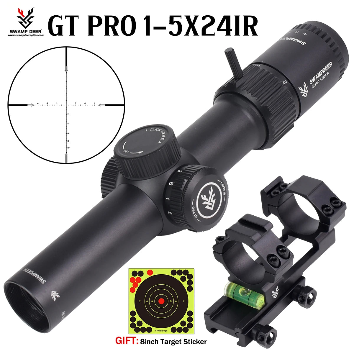 Tactical 1-5X24IR Scope Cross Reticle Sight Wide Angle Riflescope Airsoft Sight Hunting Optics Shooting Riflescope for AR