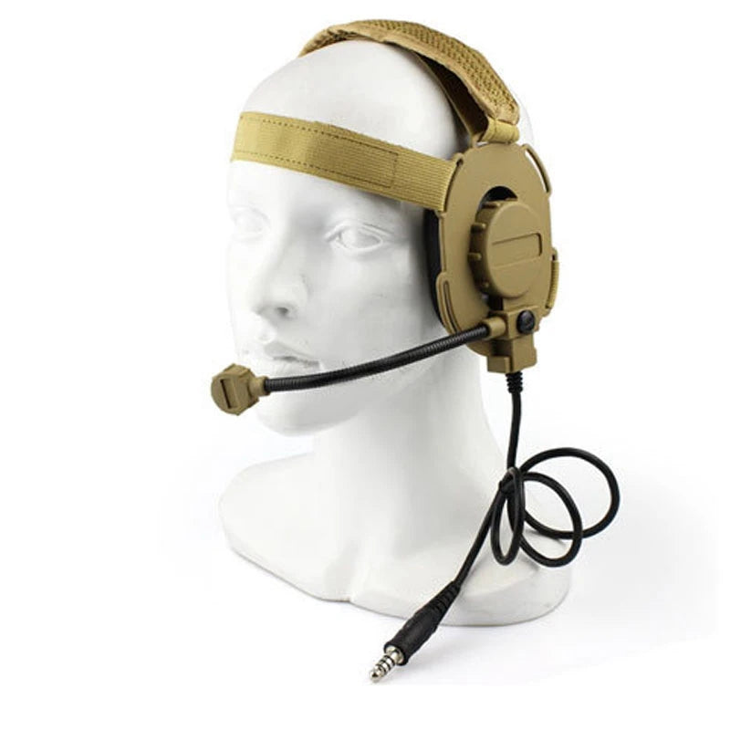 New Style Tactical Headset Head-wearing Combat Communication Headsets for CS Games Hunting Airsoft Headphone Use with PTT