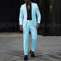 Handsome Pure White Business Men's Suit 2 Pieces Jacket Pants Wedding Groom Suit Dinner Party Blazer Set