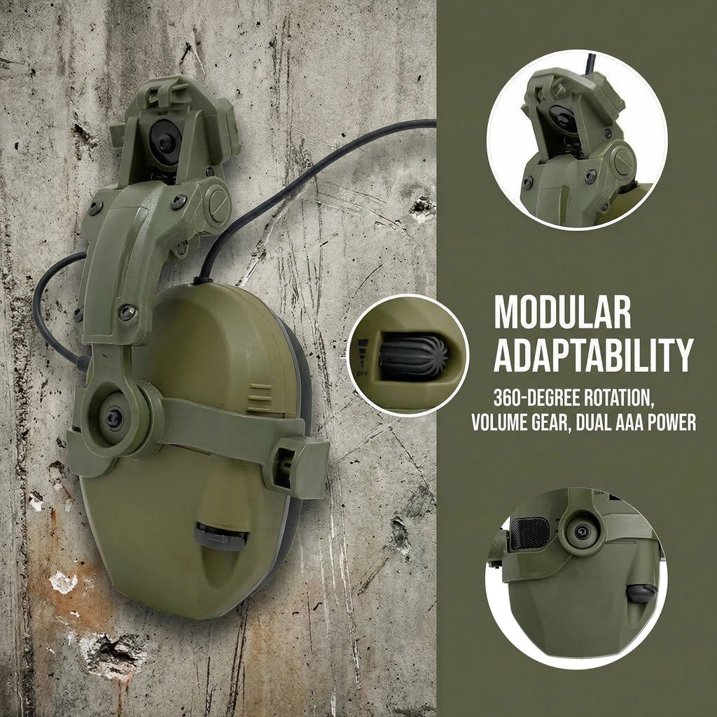 Tactical Helmet Mounted Headphones Active Noise Canceling Electronic Hearing Protection for Shooting Hunting