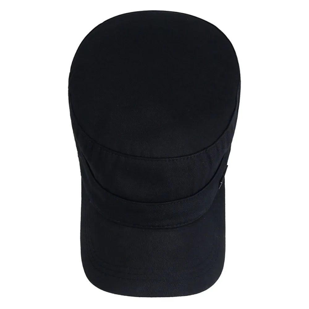 Casual Simple Flat Top Hat Solid Fishing Cap Cadet Hat Men Casquette Elderly Hat Sunshade Hat Unisex Four Seasons