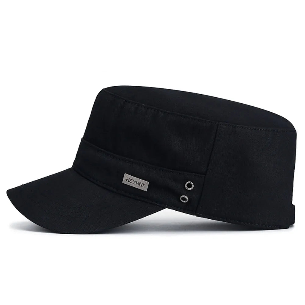 Casual Simple Flat Top Hat Solid Fishing Cap Cadet Hat Men Casquette Elderly Hat Sunshade Hat Unisex Four Seasons