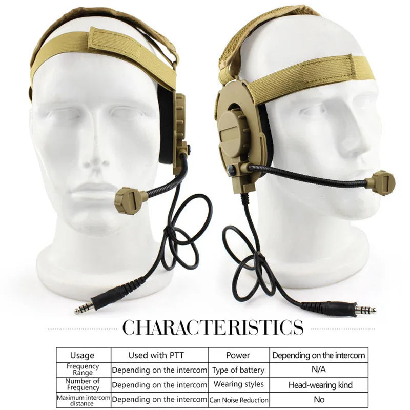 New Style Tactical Headset Head-wearing Combat Communication Headsets for CS Games Hunting Airsoft Headphone Use with PTT