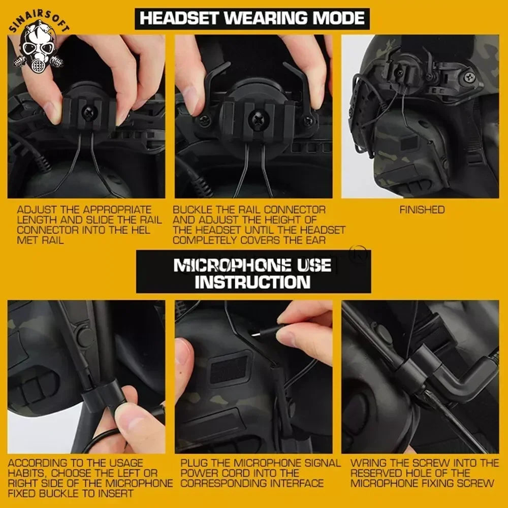 Tactical Gen5 Headset Non-picking Noise-Cancelling Headset For Militar Helmet Headset Baofeng Radio PTT Adapter Mobile Earphone