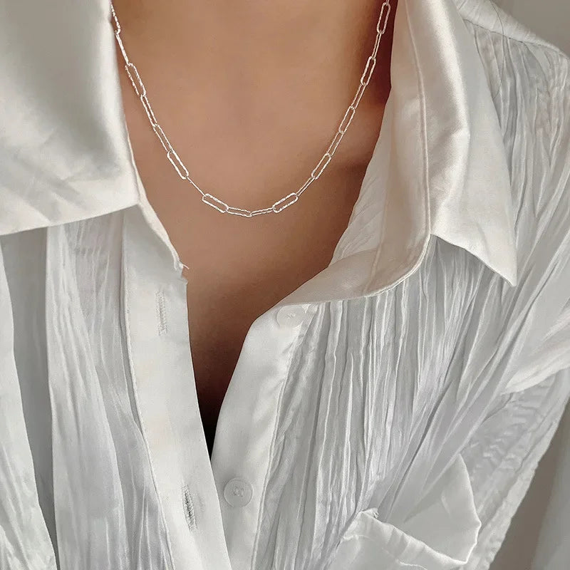 CIAXY Silver Color Clavicle Chain Necklace for Women Minimalist Choker Necklace 2024 Hot Jewelry Collier Femme Collar