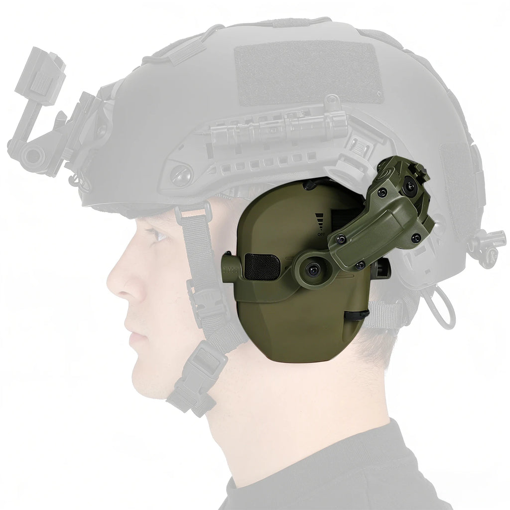Tactical Helmet Mounted Headphones Active Noise Canceling Electronic Hearing Protection for Shooting Hunting