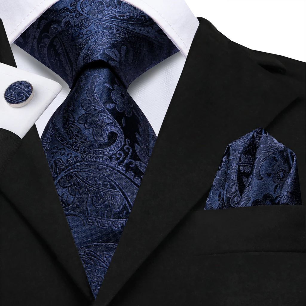 Hi-tie Paisley Blue Textured Printed Men's Ties Elegant Fashion Tie Accessories Daily Ties Wedding silk Party Gift Sets