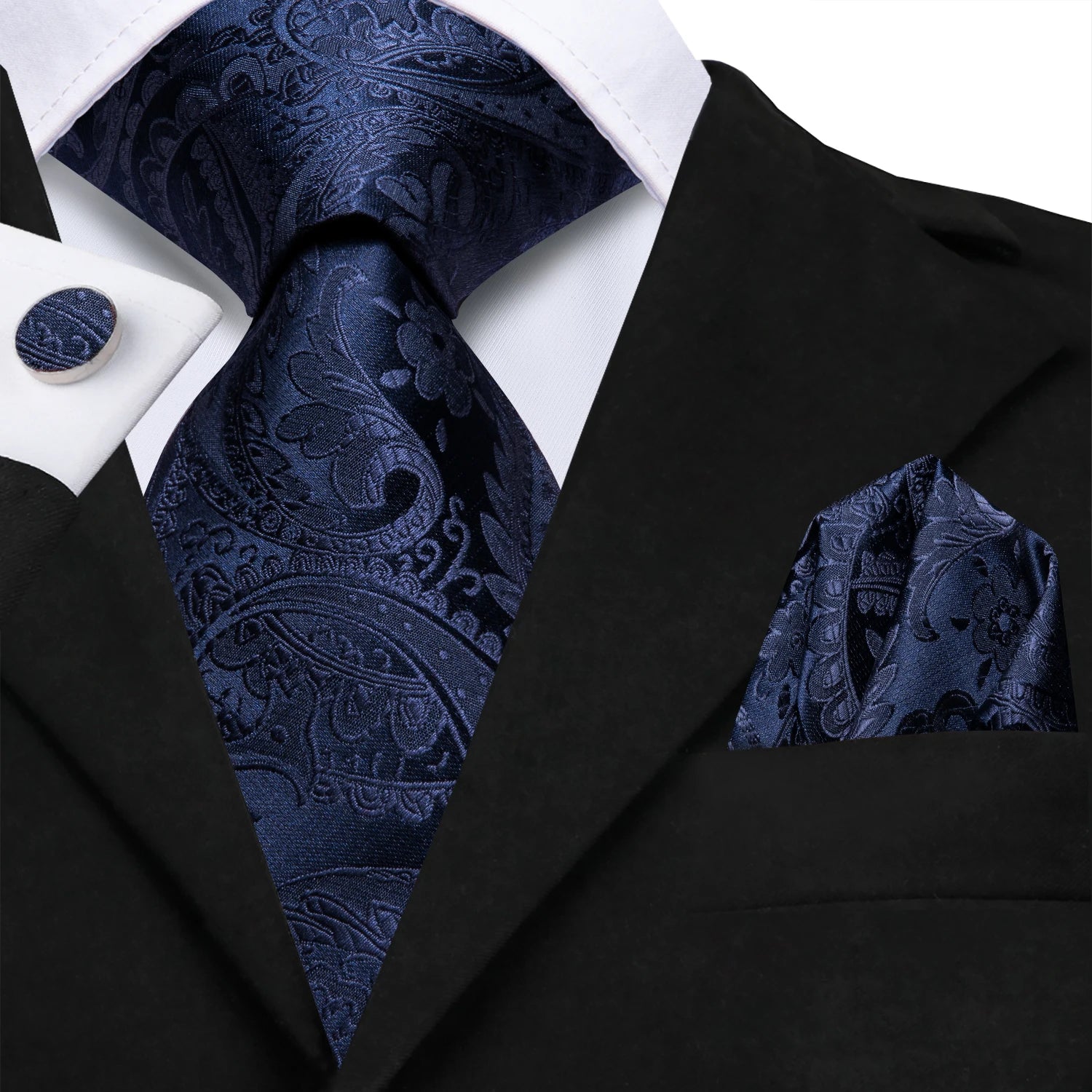 Hi-tie Paisley Blue Textured Printed Men's Ties Elegant Fashion Tie Accessories Daily Ties Wedding silk Party Gift Sets