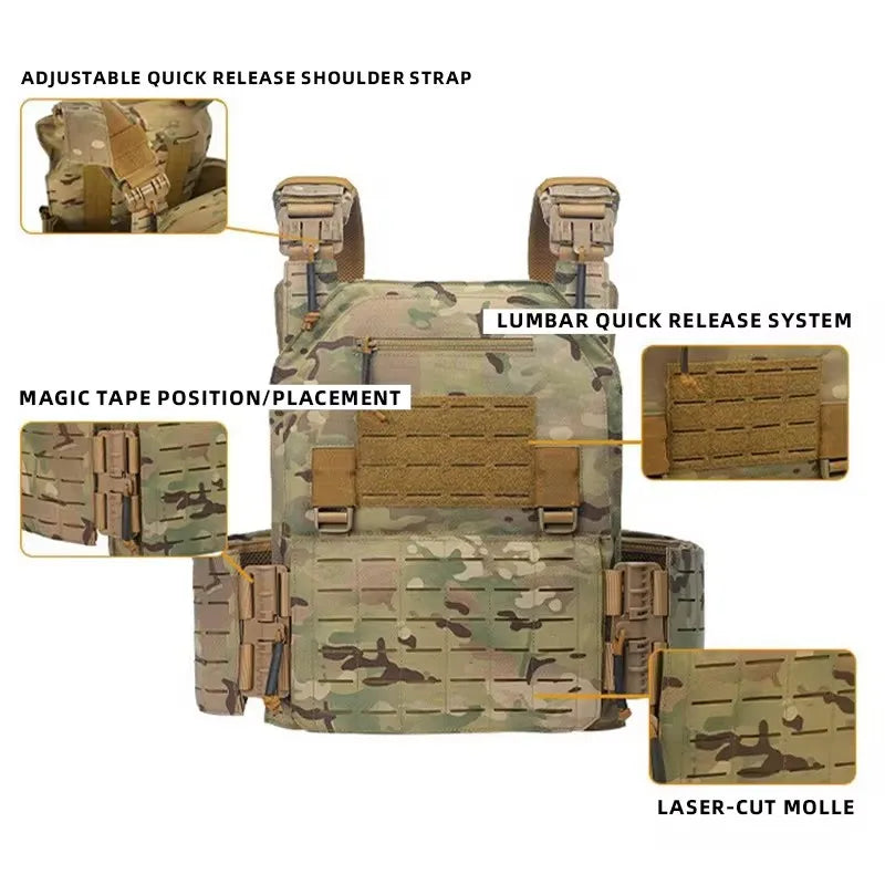 New combat vest 6094 quick detachable light laser cut tactical vest black gear to carry Protective plate