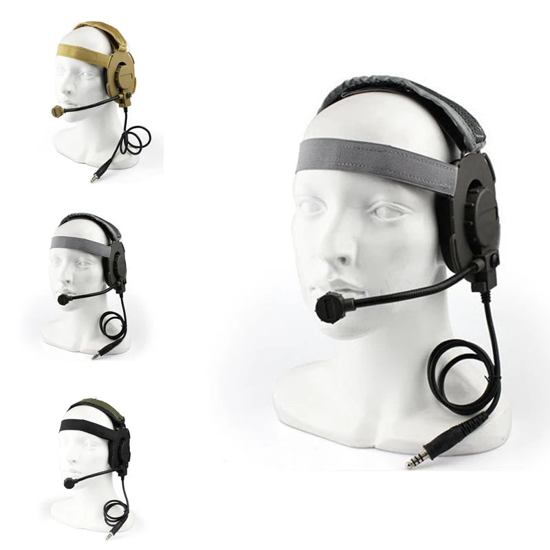 New Style Tactical Headset Head-wearing Combat Communication Headsets for CS Games Hunting Airsoft Headphone Use with PTT