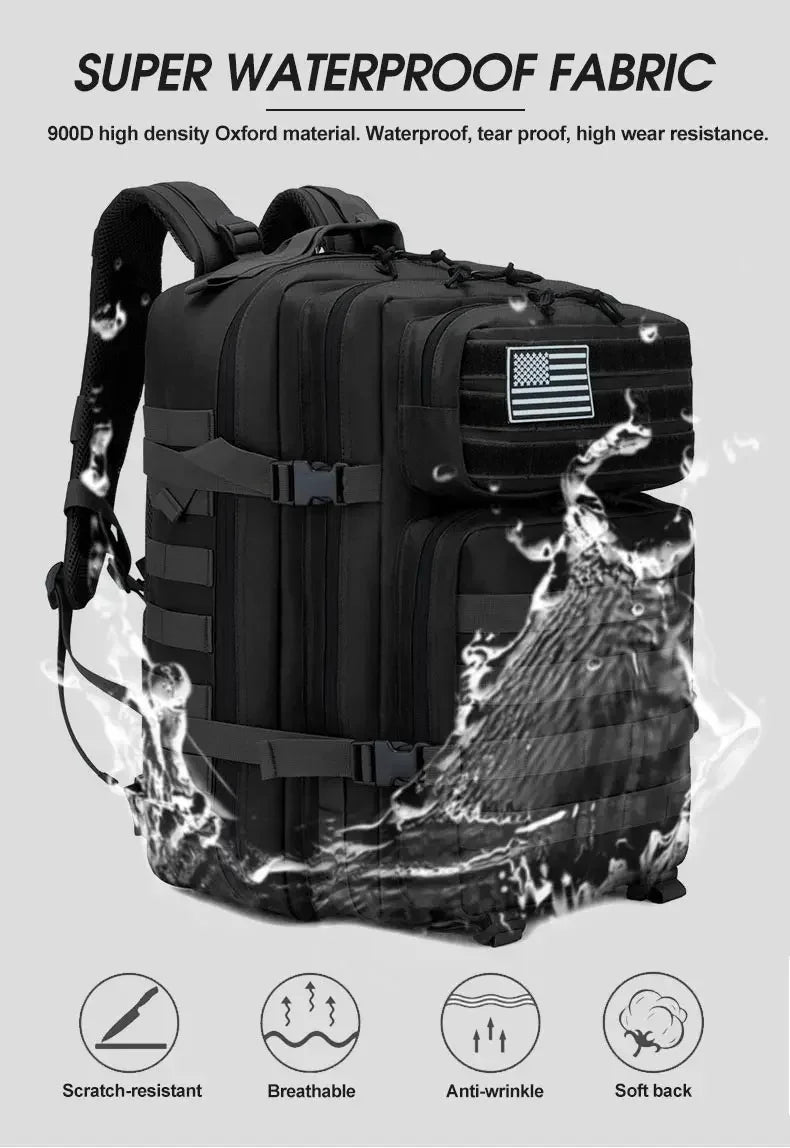 60L Army Military Tactical Backpack Men's Travel Large Capacity Rucksacks Men Waterproof Outdoor Sports Multi-functional Bags