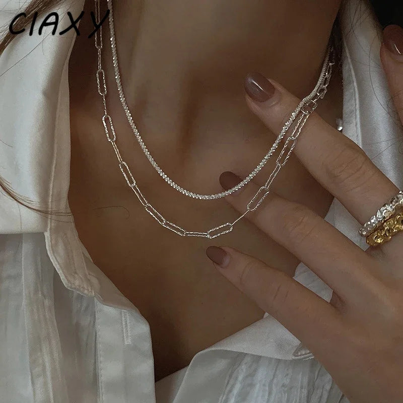 CIAXY Silver Color Clavicle Chain Necklace for Women Minimalist Choker Necklace 2024 Hot Jewelry Collier Femme Collar