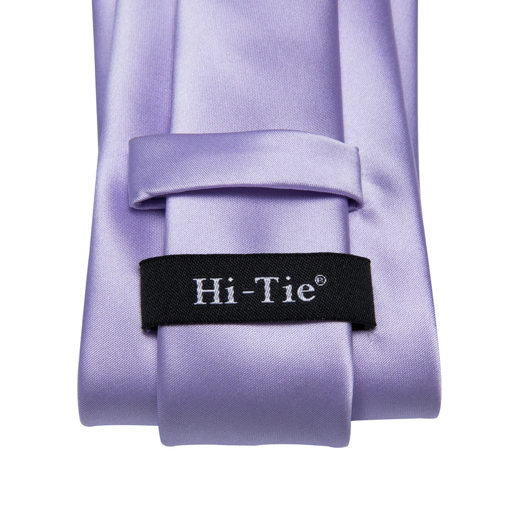 Hi-Tie Gifts For Men Purple Lavender Solid Men's Tie Luxury NeckTie Hanky Cufflinks Set Formal Dress Ties For Men Wedding