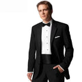 Black 2-piece Men's Casual Suits Tops Notch Lapel Blazer Coat Jacket Trousers Wedding Business Office Groom Tuxedos