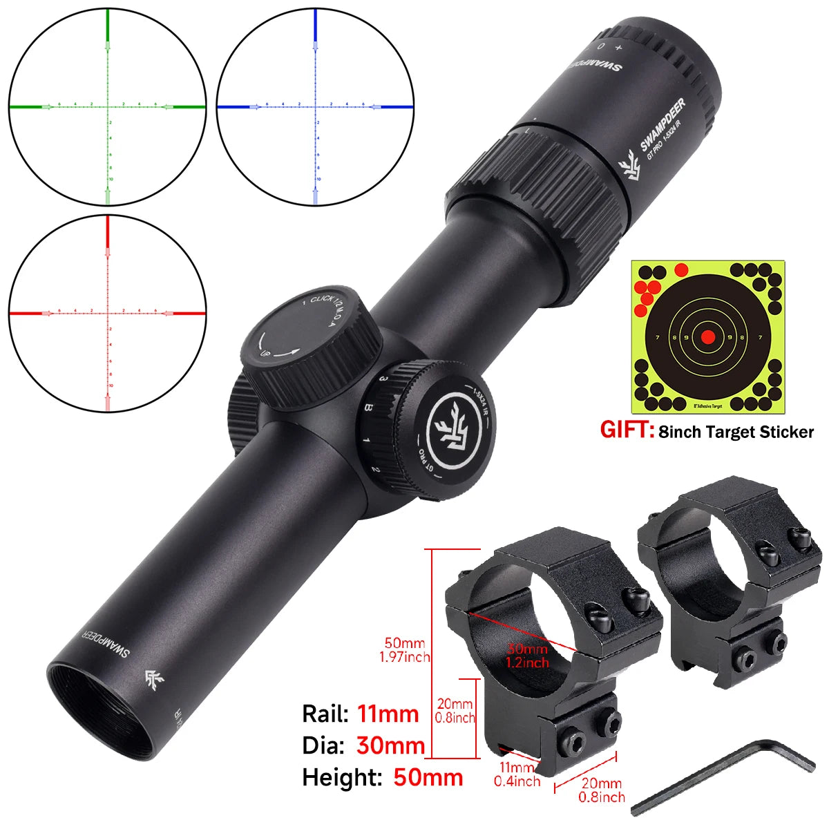 Tactical 1-5X24IR Scope Cross Reticle Sight Wide Angle Riflescope Airsoft Sight Hunting Optics Shooting Riflescope for AR