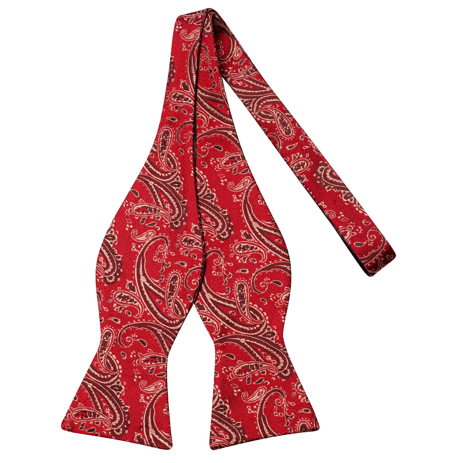 Hi-Tie Adjustable Butterfly Self Bow Tie for mens 100% Silk Floral Paisley Male Classic Wedding Party Golden Red Bow Tie Set