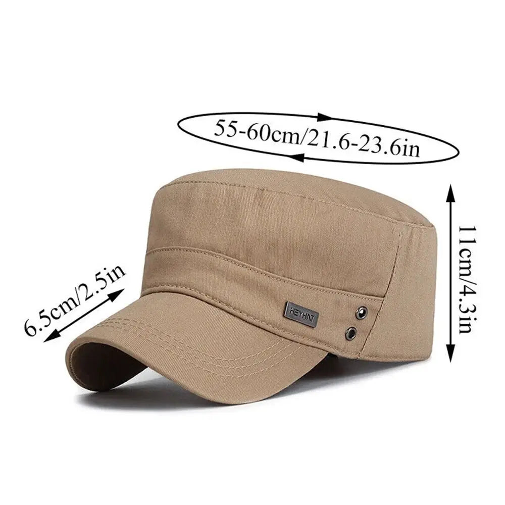 Casual Simple Flat Top Hat Solid Fishing Cap Cadet Hat Men Casquette Elderly Hat Sunshade Hat Unisex Four Seasons