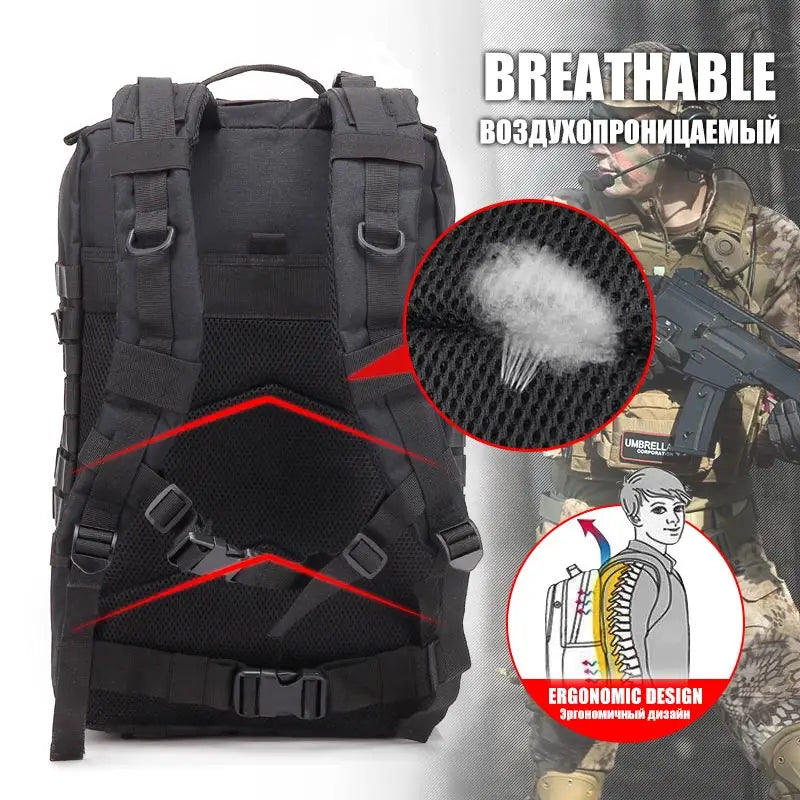 60L Army Military Tactical Backpack Men's Travel Large Capacity Rucksacks Men Waterproof Outdoor Sports Multi-functional Bags