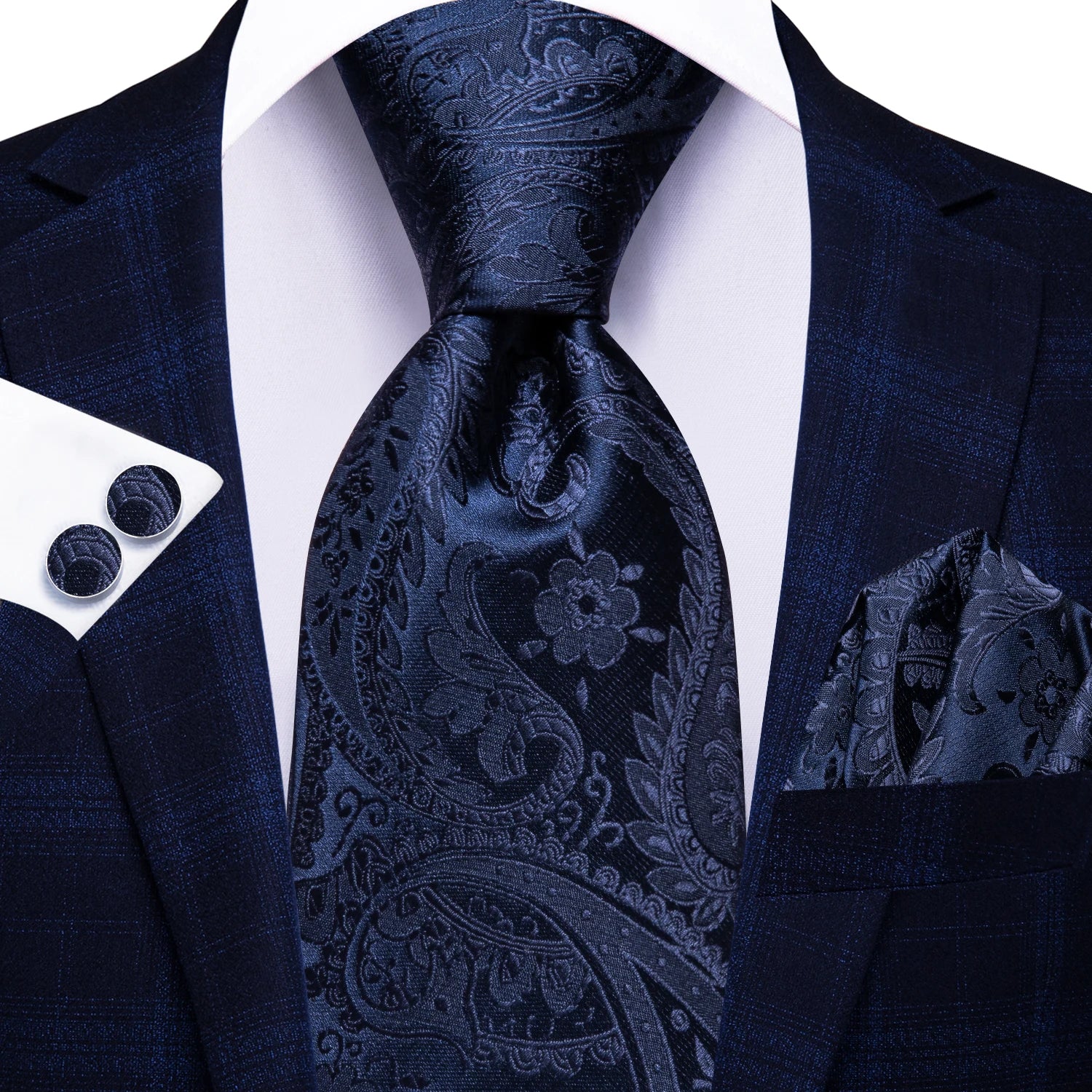 Hi-tie Paisley Blue Textured Printed Men's Ties Elegant Fashion Tie Accessories Daily Ties Wedding silk Party Gift Sets