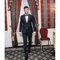 Black Suits for Men Fashion Satin Peak Lapel Single Breasted Tuxedo Wedding Groom Formal Party Slim Male Suit Two Pieces